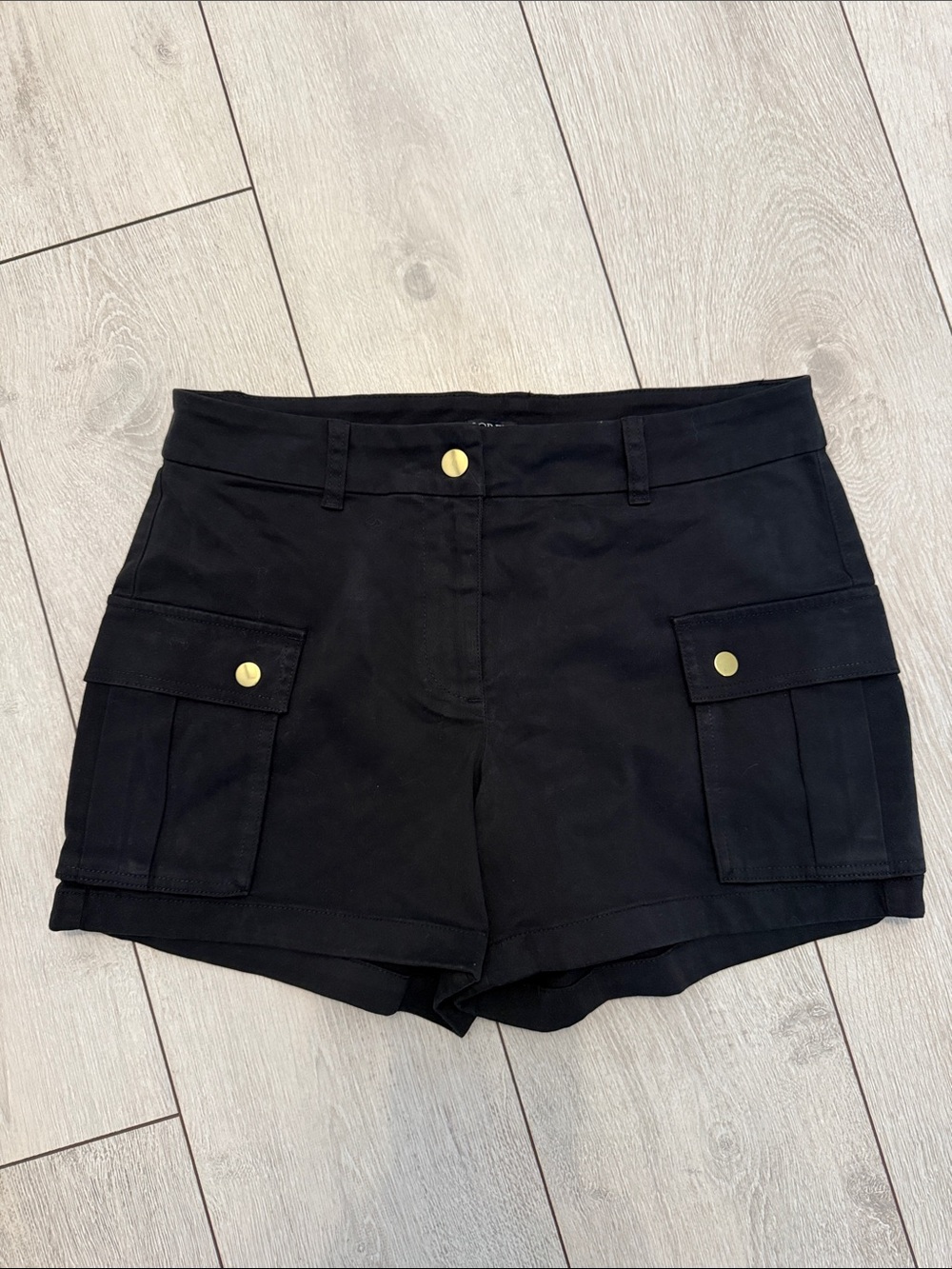 J. Crew Black Cargo Pocket Women's Shorts with Gold Buttons